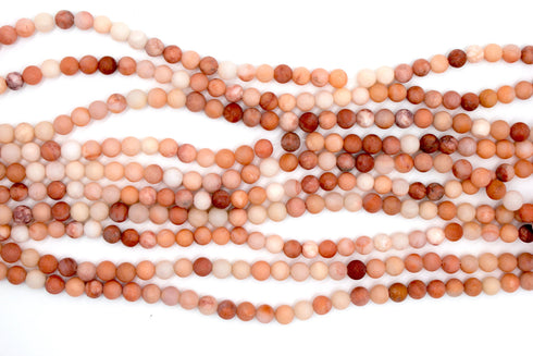 Matte Orange Aventurine Gemstone Beads, 6mm, Round